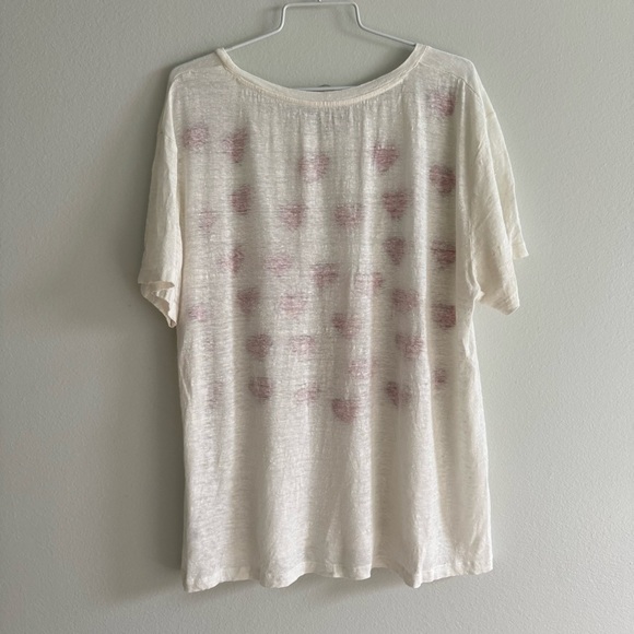 Banner Day Embroidered Hearts Tee 100% Linen Size Large - Picture 10 of 11